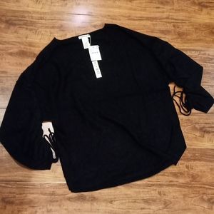 NWT Max Studio Black Ruched Sleeve Sweater, 1X